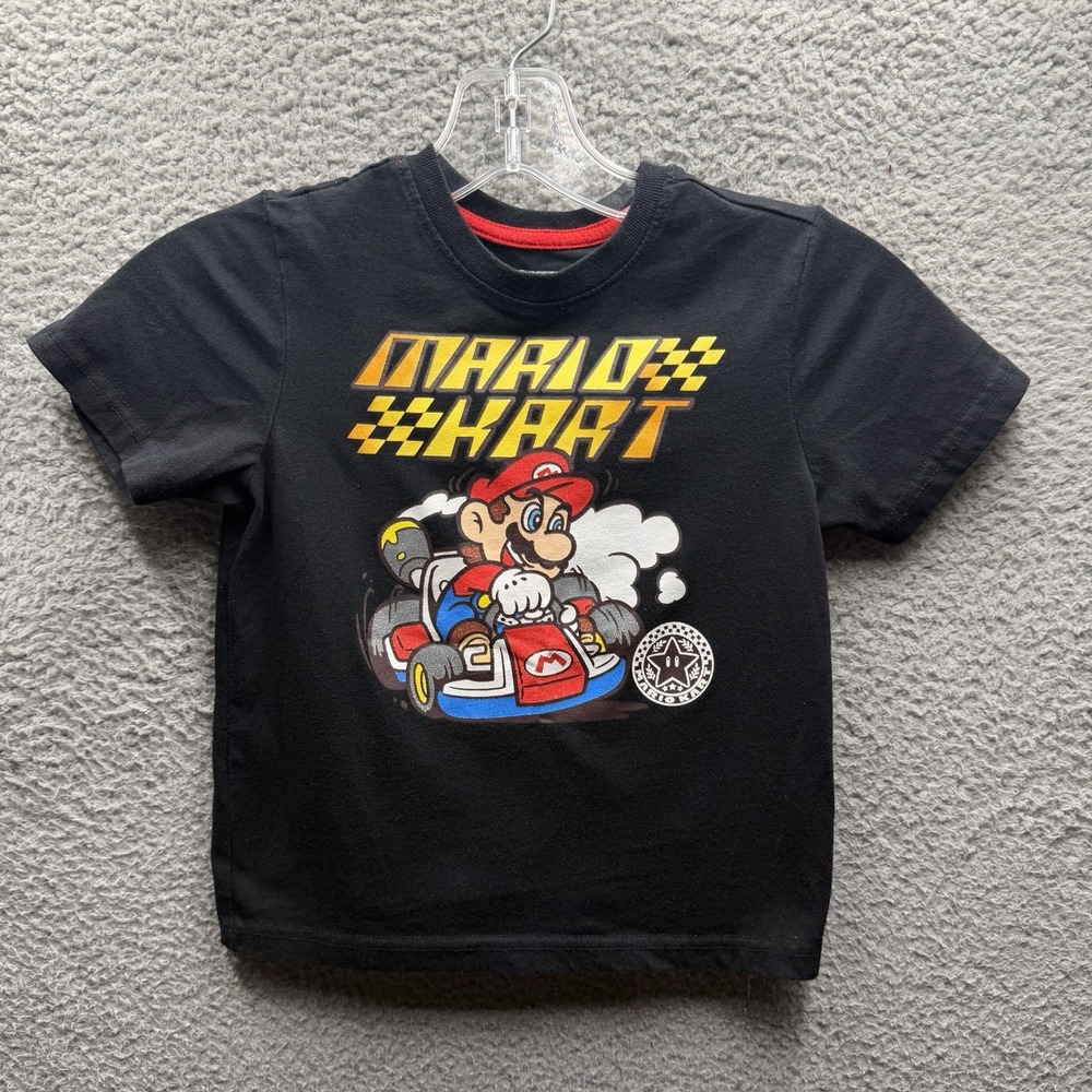 Nintendo Super Mario Shirt Toddler Boy Size 4T Black Mario Kart Graphic Shirt 4T